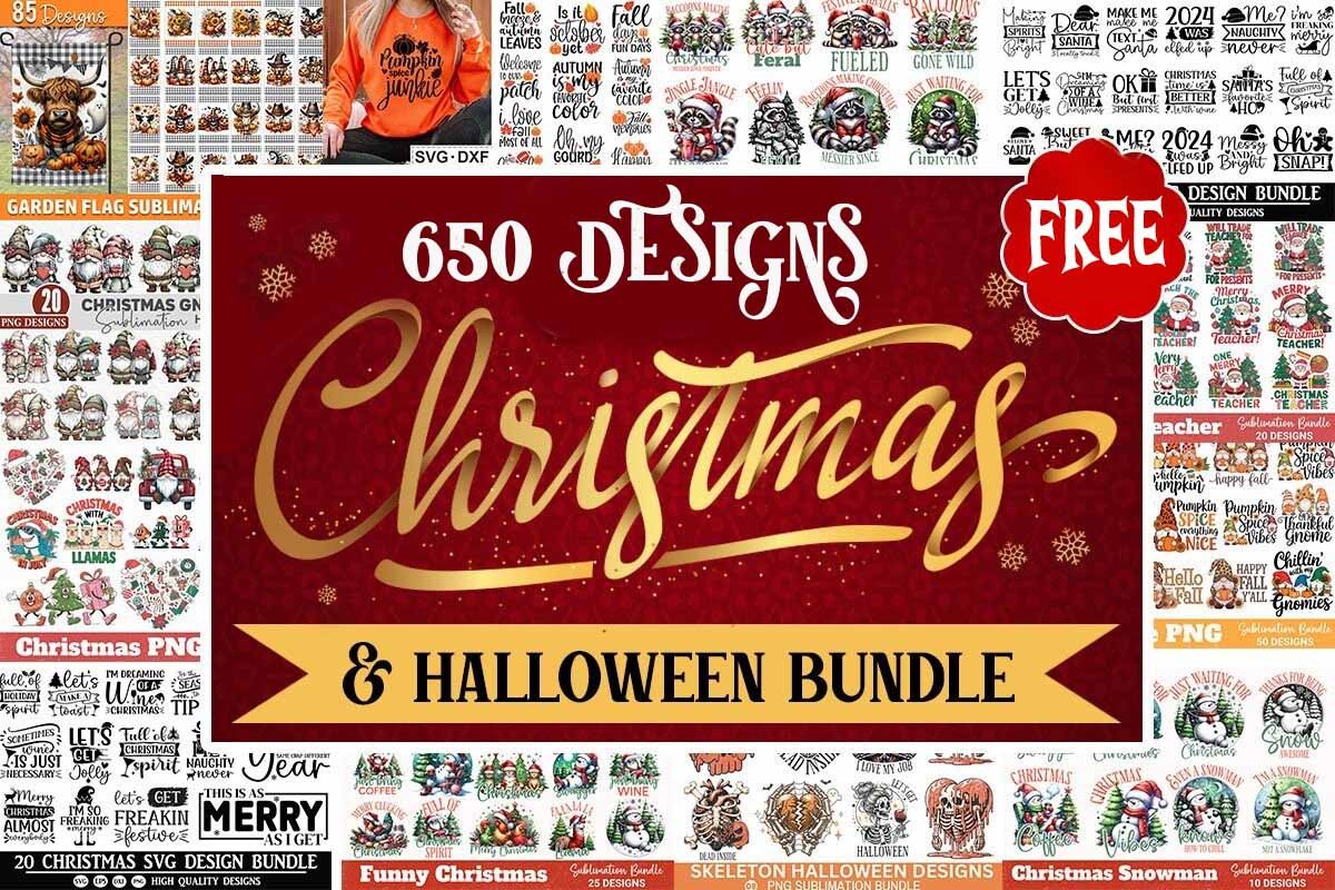 Get Christmas and Halloween Bundle for free[650 Designs valued at $160]