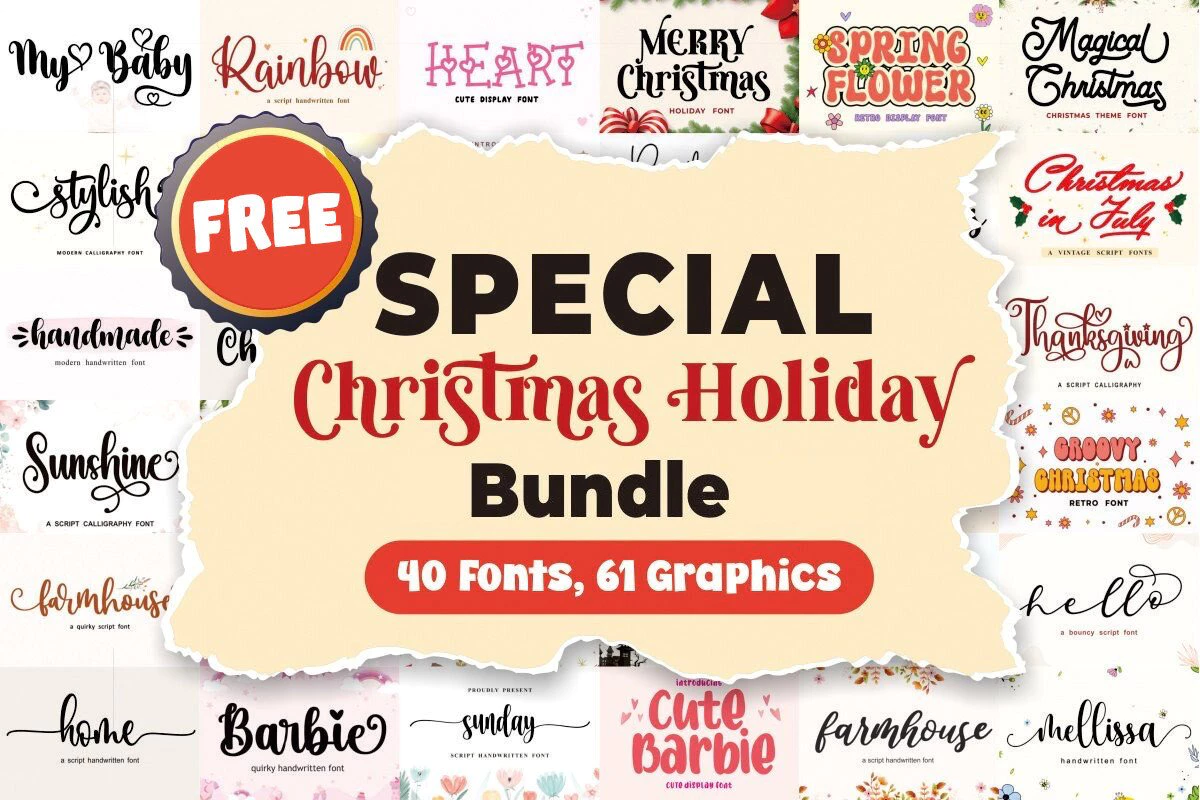 Get Ultimate Christmas Holiday Font & Graphics Bundle for free[40 fonts and 61 graphics valued at $414]