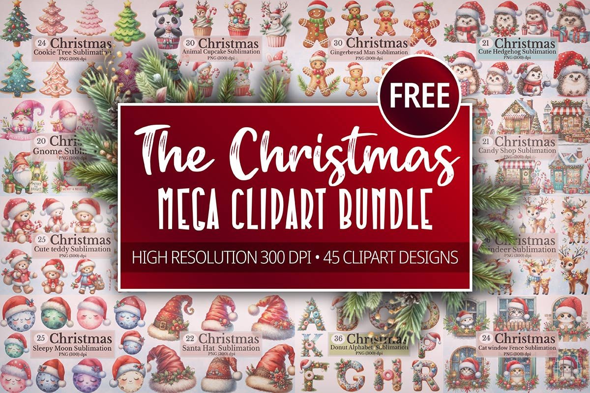 Get The Christmas Mega Clipart Bundle for free[45 clipart sets valued at $108]