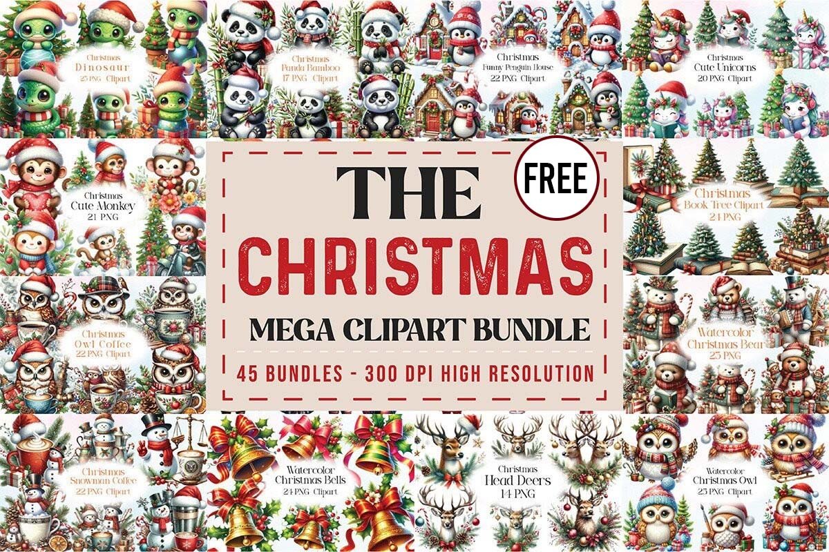 Get The Big Christmas Clipart Bundle for free[45 Graphics valued at $431]