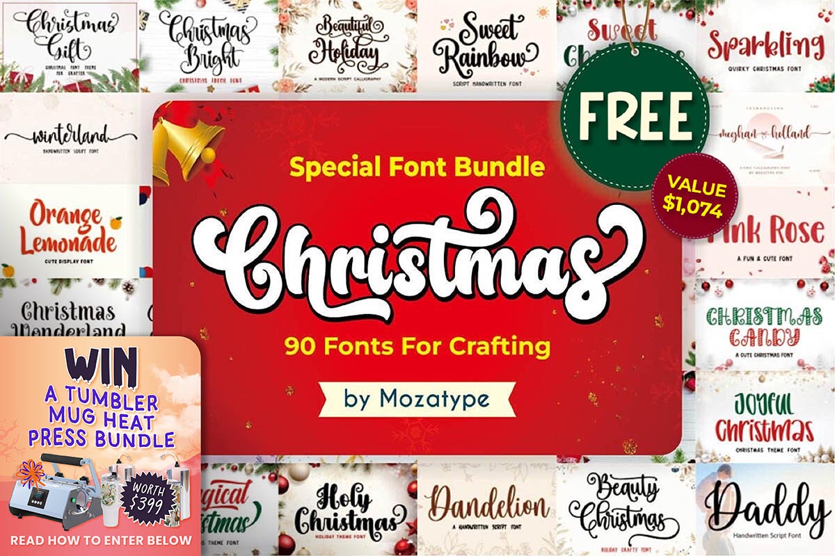 Get Special Christmas Font Bundle Vol.2 for free[90 fonts valued at $1,074]