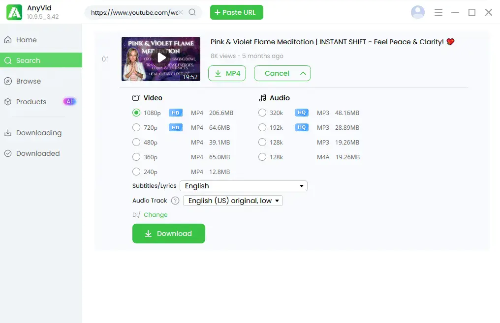 Limited time get Video Download Tool AnyVid Video Downloader for free[Windows][$12.99 -> Free]