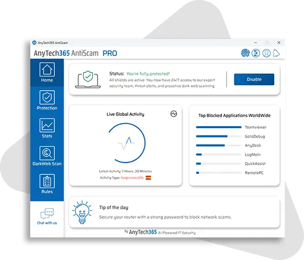 Limited time get AntiScam, AntiPhishing Tool AnyTech365 AntiScam Pro for free[Windows][$49.90 -> Free]