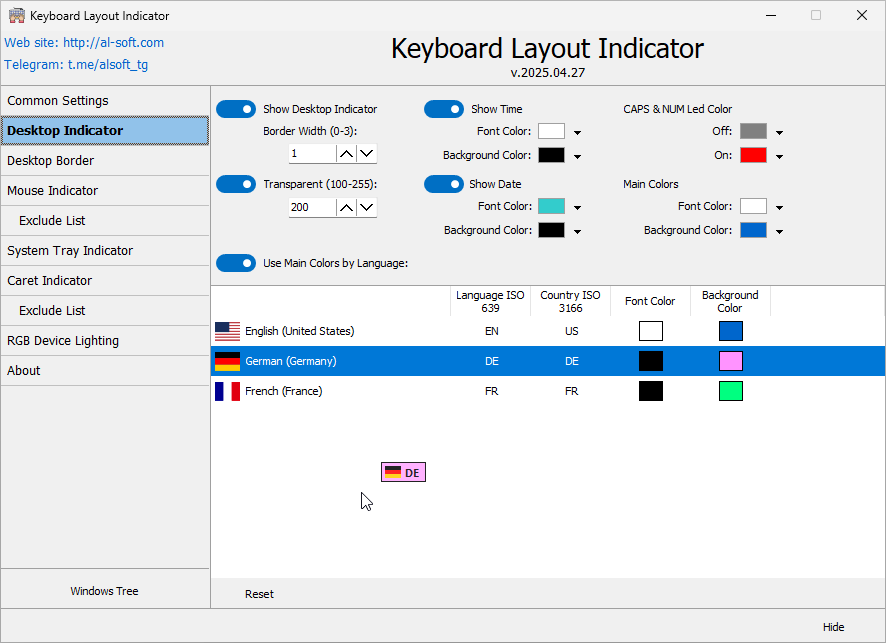 Keyboard Layout Indicator - Keyboard Light Color Switch Tool [6 Months License][Windows][$9.5→0]