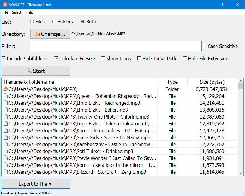 File list export software Filename Lister — Free Giveaway (Worth $19.00)