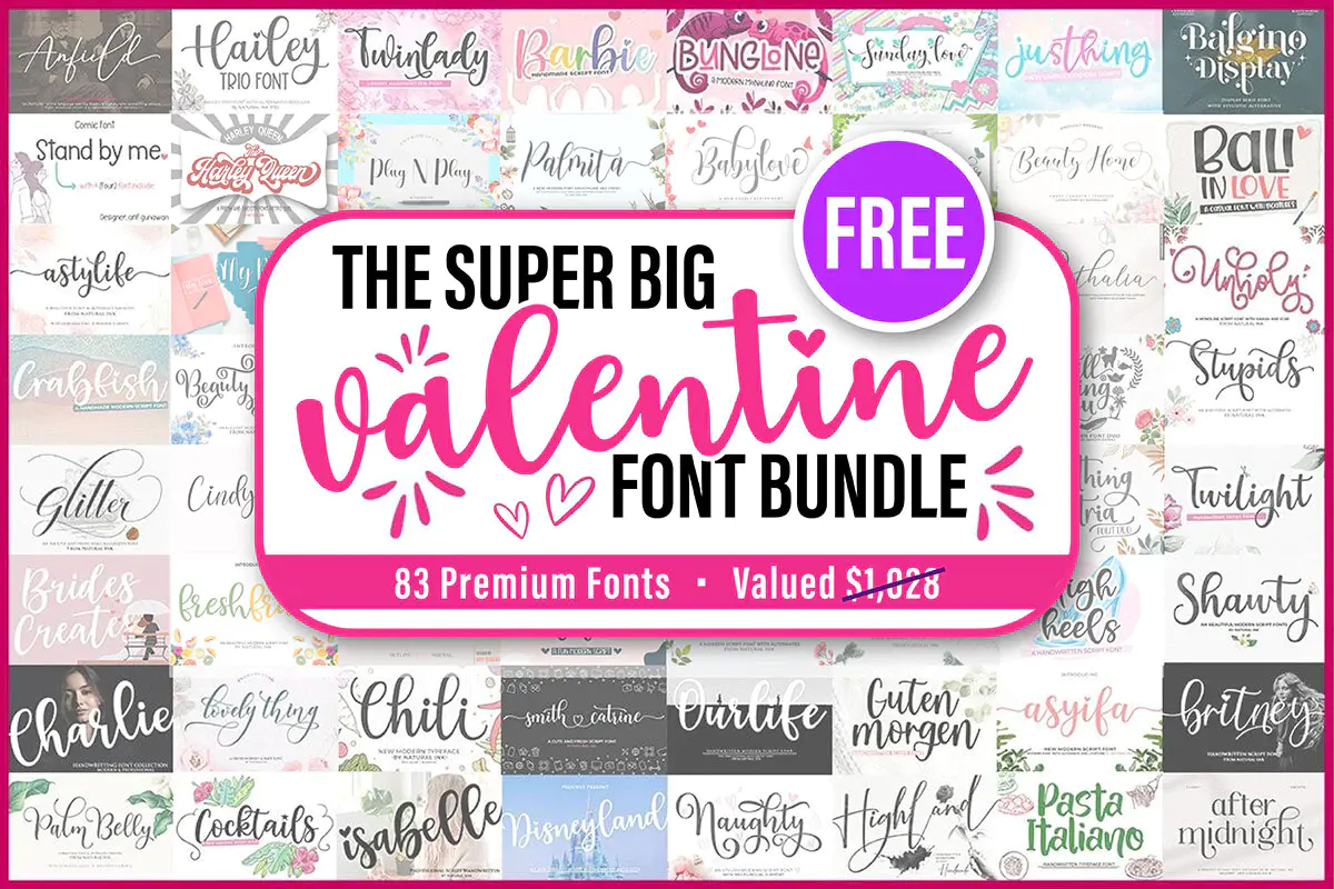 Limited time get Font Package The Super Big Valentine Days Font Bundle for free[Windows, macOS][$146.86 -> Free]