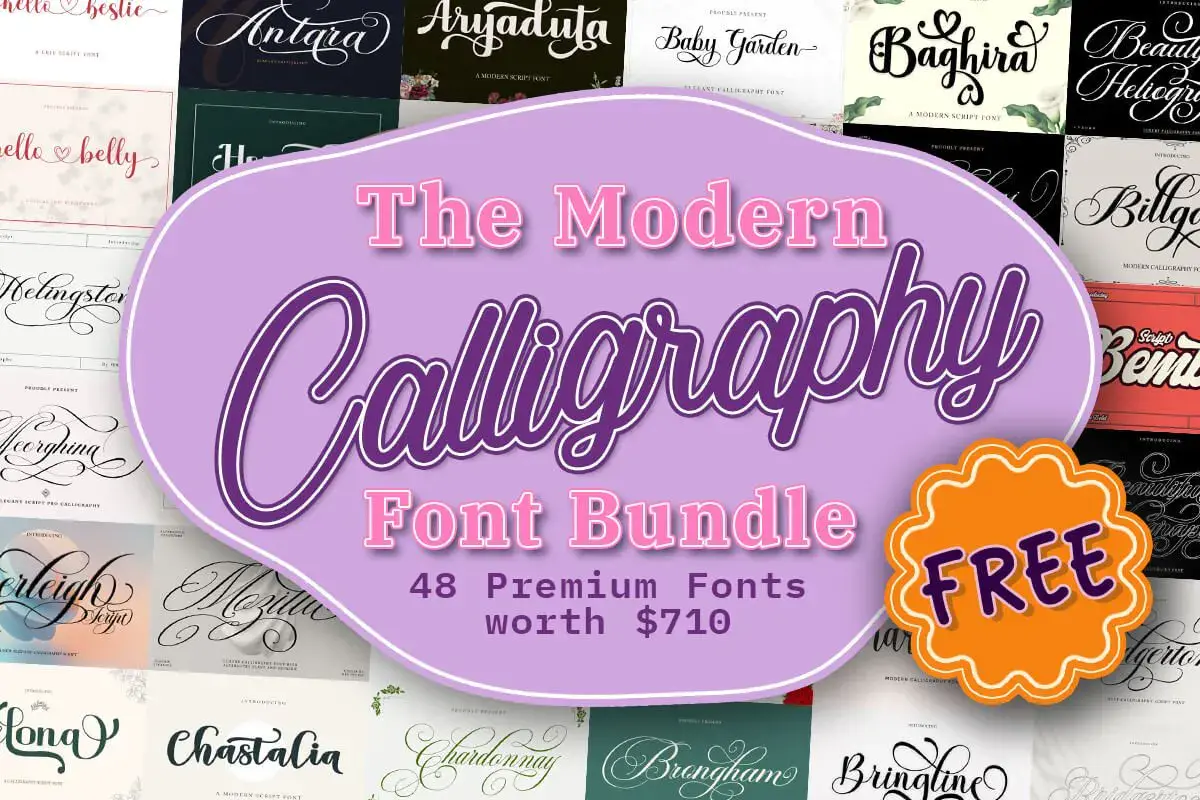 Limited time get Font Bundle The Special Modern Calligraphy Font Bundle for free[Windows, macOS][$101.43 -> Free]