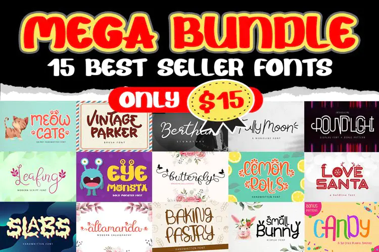 Limited time get Font Bundle Mega Bundle 15 Best Seller Fonts for free[Windows, macOS][$15.00 -> Free]