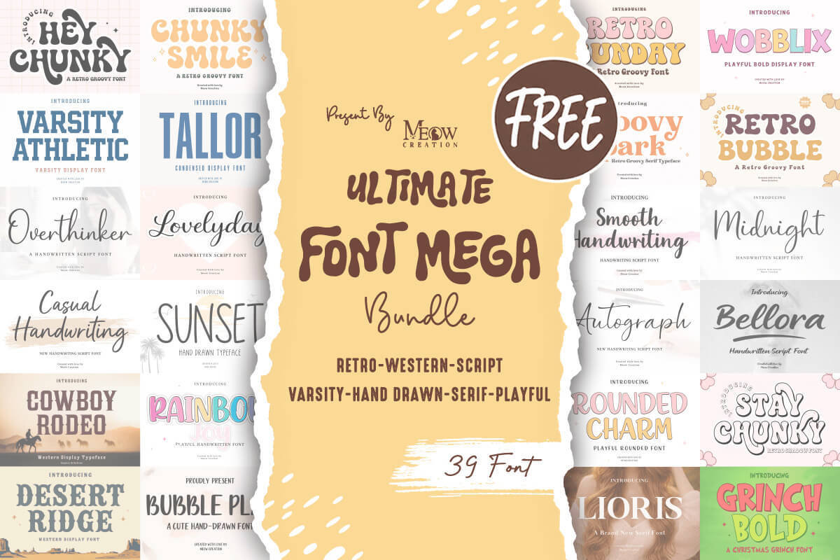 Font Pack Ultimate Font Mega Bundle — Free Giveaway (Worth $44.86)