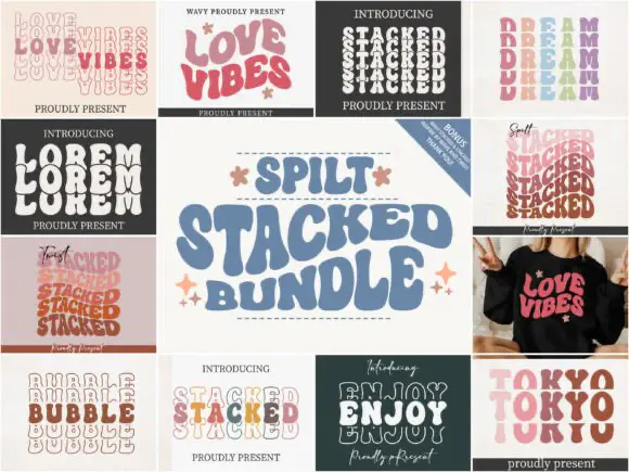 Font Bundle Spilt Stacked Bundle — Free Giveaway (Worth $29.00)