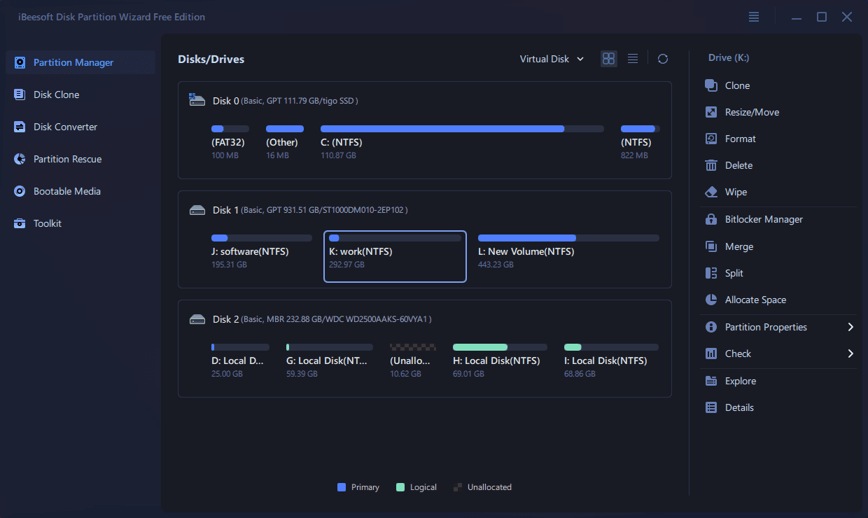 Disk PartitionManager Tool iBeesoft Disk Partition Wizard — Free Giveaway (Worth $39.95)