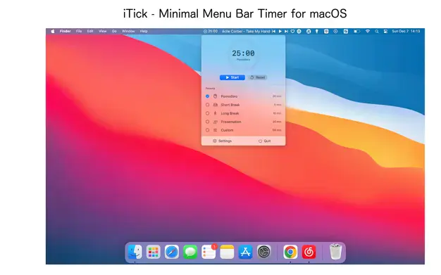 Limited time get Simple Menu Bar Timer iTick for free[macOS][$38.00 -> Free]