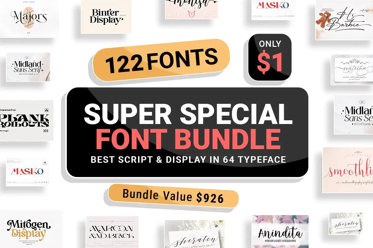 Limited time get Font Package Super Special Font Bundle for free[Windows, macOS][$132.29 -> Free]